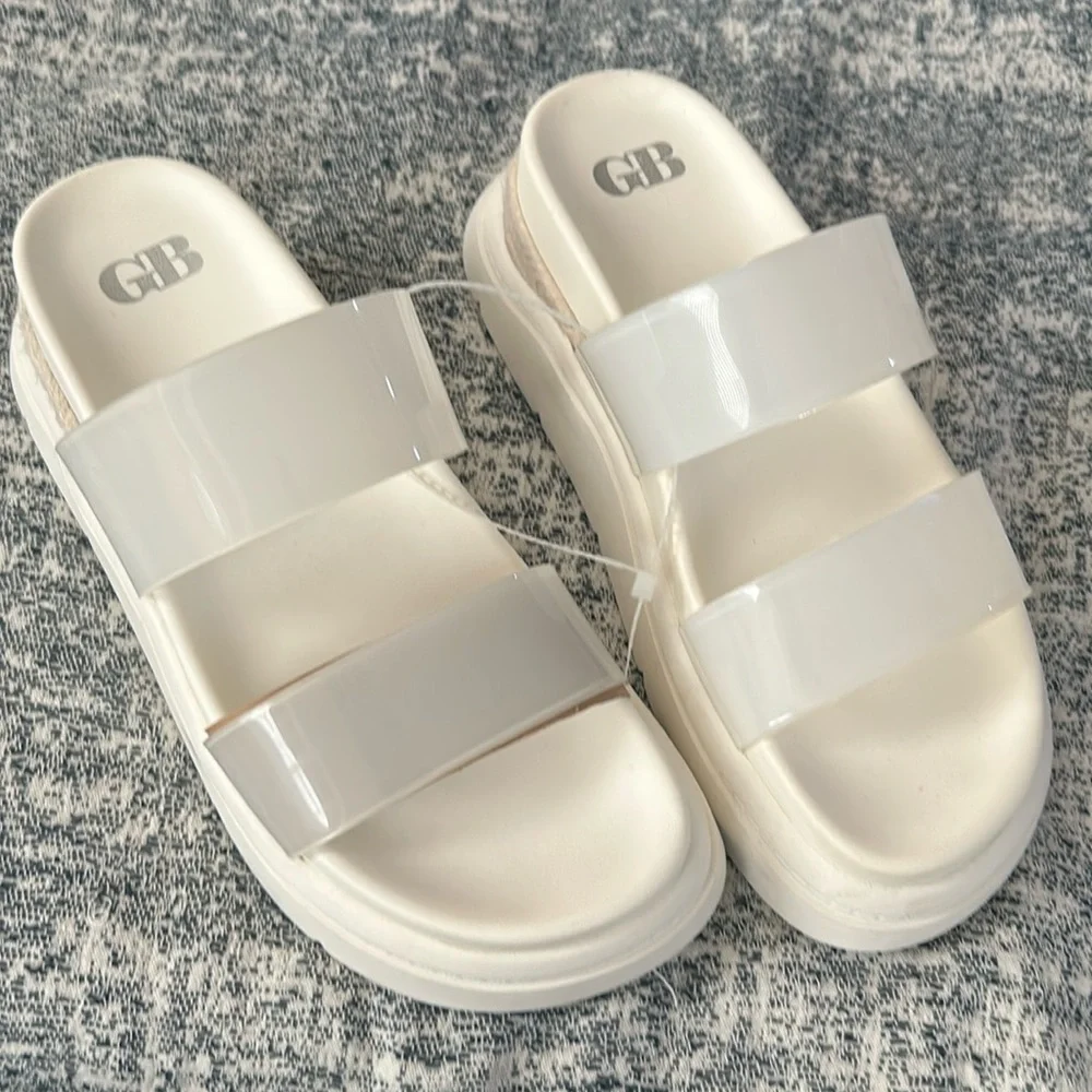 Gianni Bini Cream Slide Sandals - Picture 1 of 3
